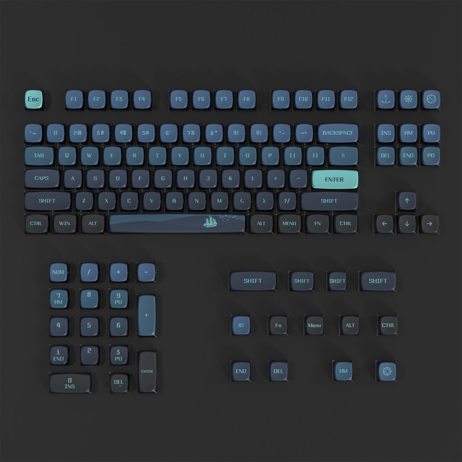 PIIFOX Nautical ASA Profile 布丁键帽套装 117 键