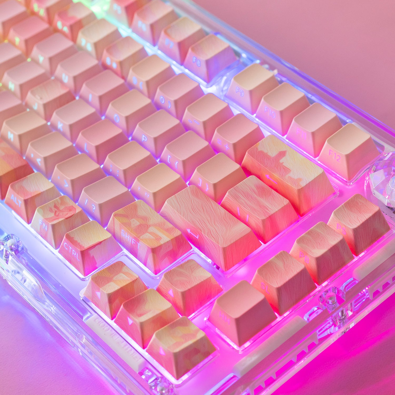PIIFOX CKC-02 粉色故事粉彩画侧印 OEM 轮廓键帽套装 135 键