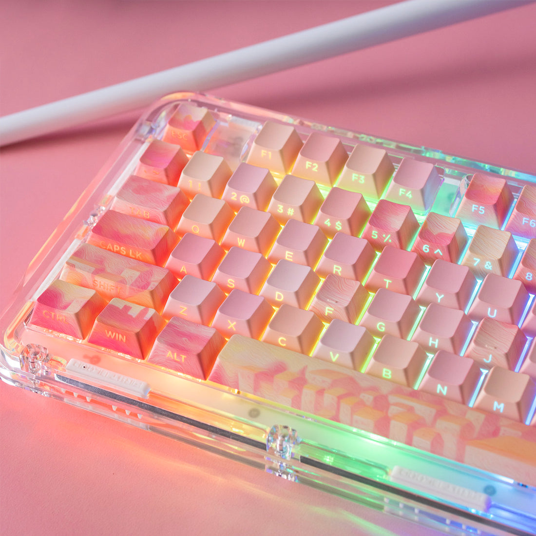 PIIFOX CKC-02 粉色故事粉彩画侧印 OEM 轮廓键帽套装 135 键