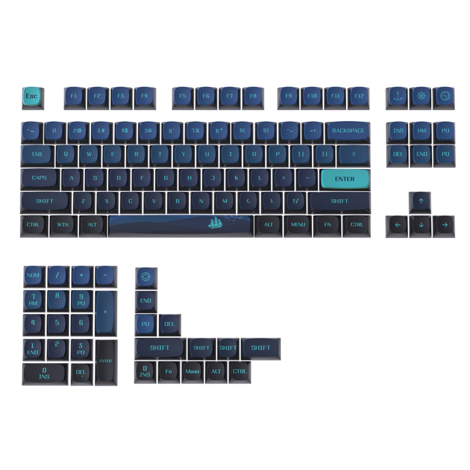 PIIFOX Nautical ASA Profile 布丁键帽套装 117 键