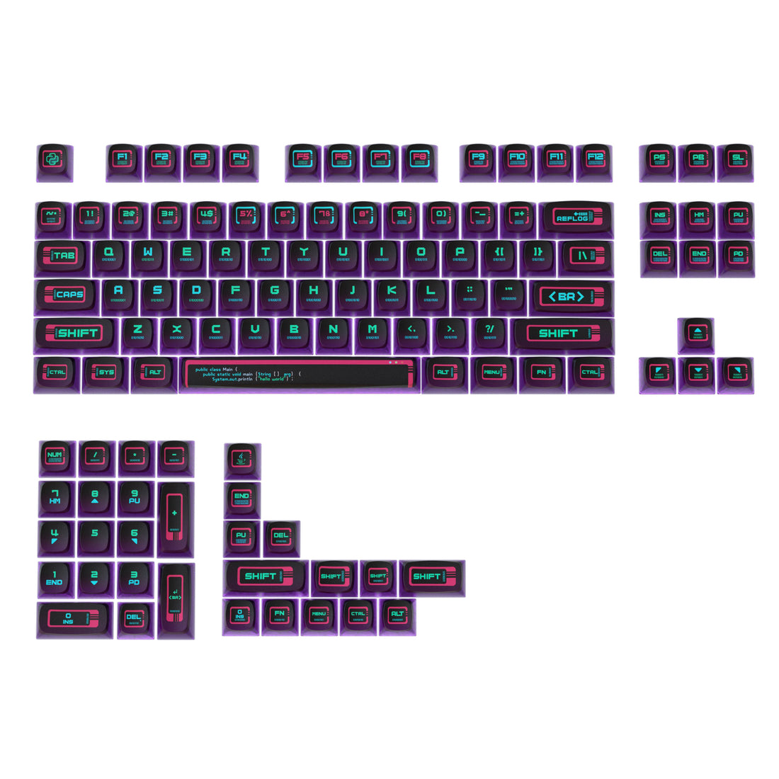PIIFOX 赛博朋克 ASA 配置文件 PBT 键帽套装 117 键