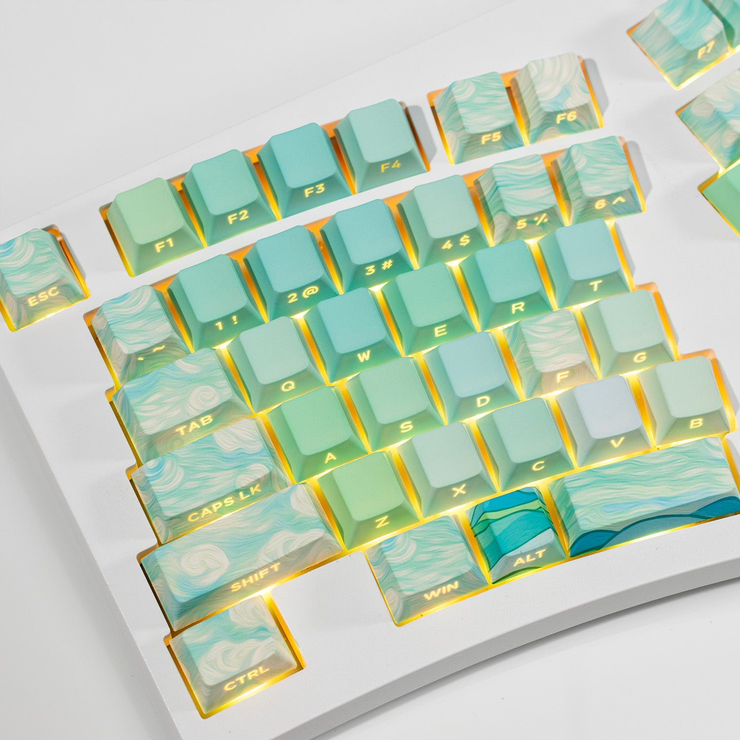 PIIFOX CKC-03 Green Wheat Field Pastel Painting Side-printed OEM Profile Keycap Set 135 Keys