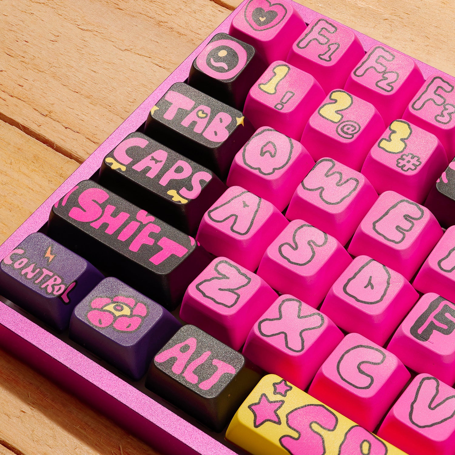 PIIFOX Funky Night Pastel Painting Side-printed OEM Profile Keycap Set 130 Keys