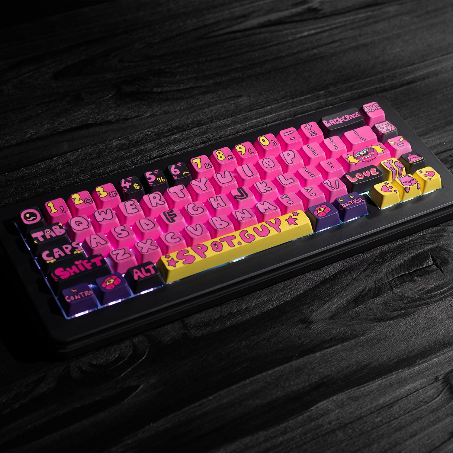 PIIFOX Funky Night Pastel Painting Side-printed OEM Profile Keycap Set 130 Keys