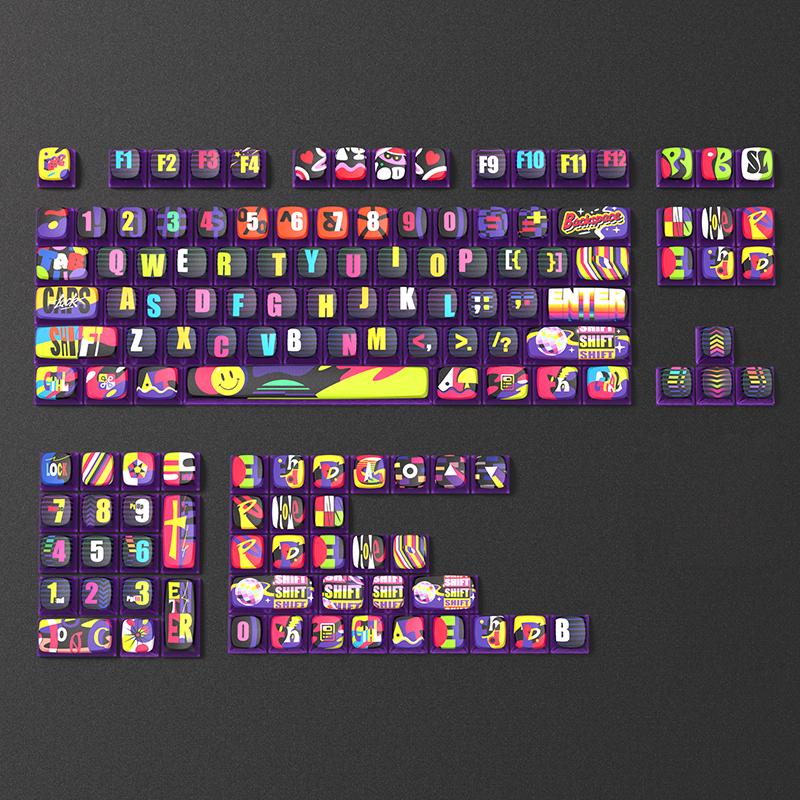 PIIFOX Neon Party ASA Profile PBT 键帽套装 132 键