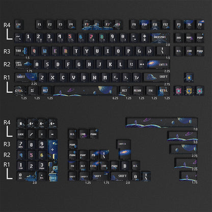 PIIFOX Astro Explorer Pixelated Side-printed OEM Profile Keycap Set 135 Keys