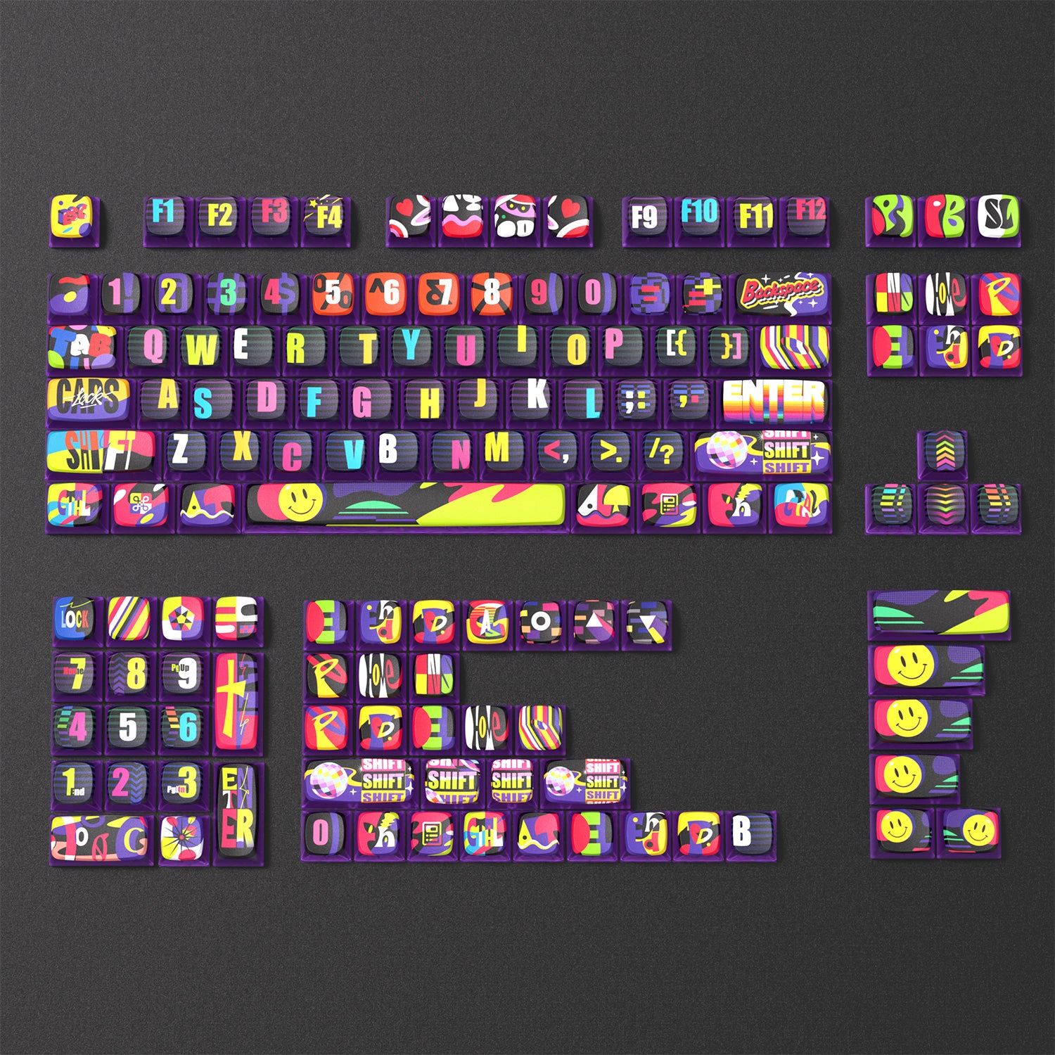 PIIFOX Neon Party ASA Profile PBT Keycap Set 132 Keys