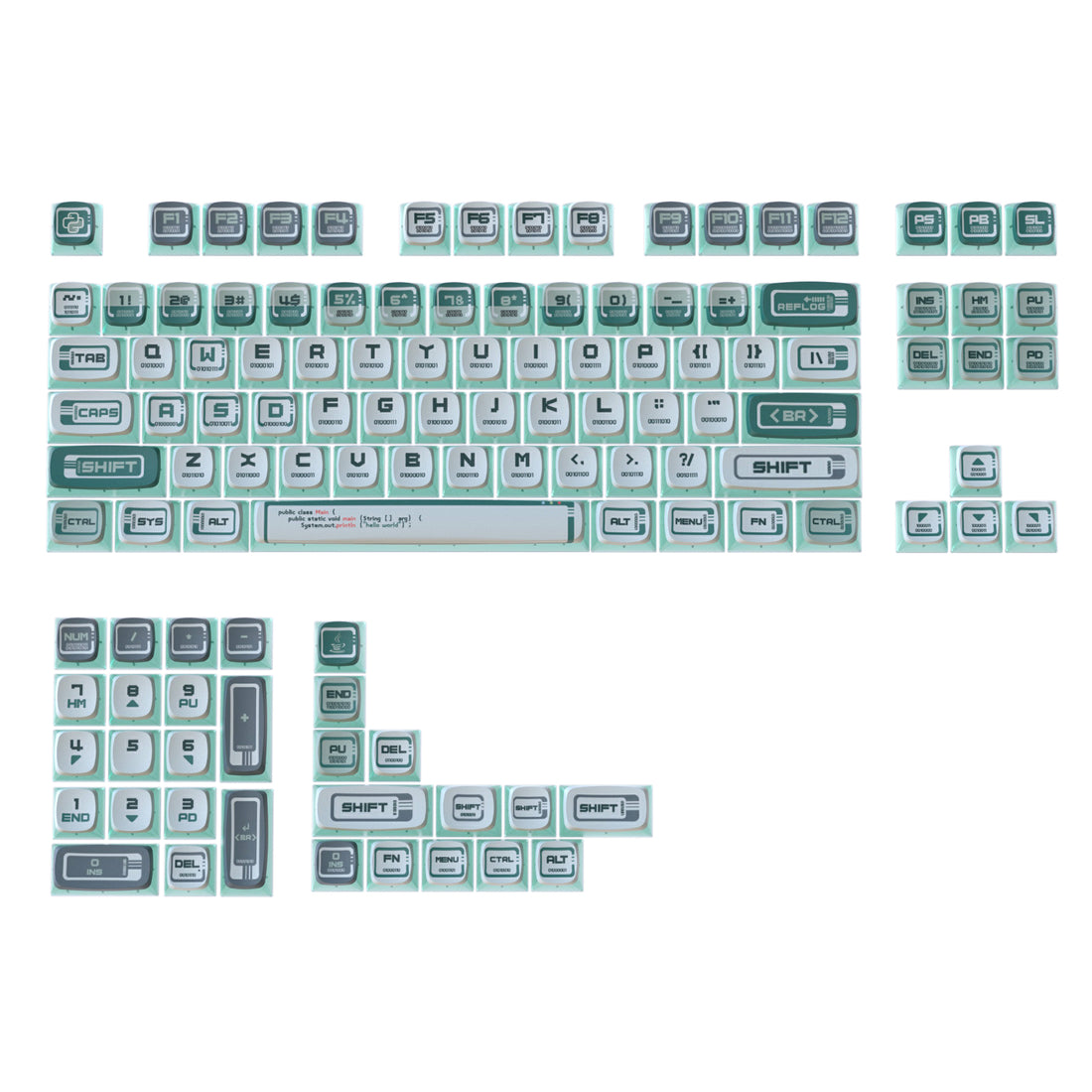 PIIFOX Binary Terminal-W ASA Profile PBT Keycap Set 117 Keys