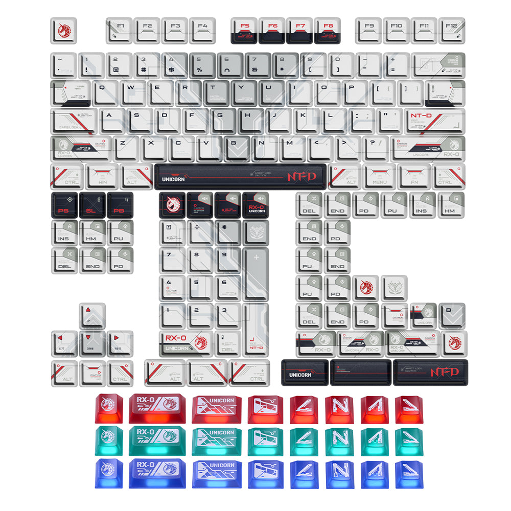 PIIFOX UNICORN PBT&amp;PC Double shot Keycap Set 141 Keys