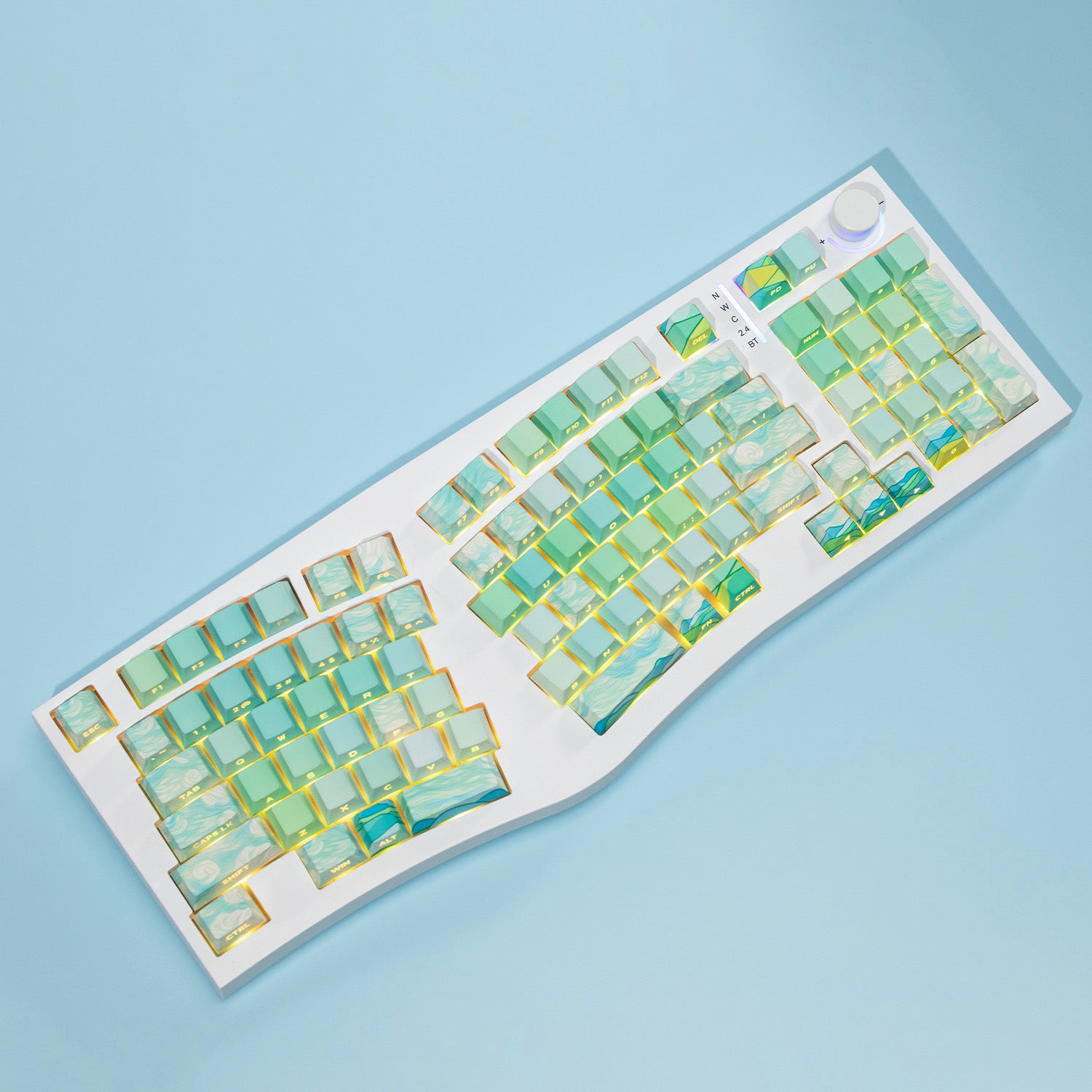 PIIFOX CKC-03 Green Wheat Field Pastel Painting Side-printed OEM Profile Keycap Set 135 Keys