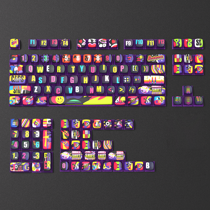 PIIFOX Neon Party ASA Profile PBT Keycap Set 132 Keys